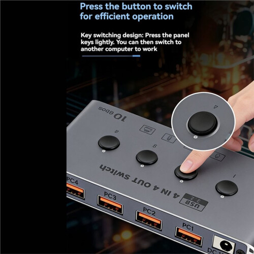 USB3.2 Switcher 4 in 4 Out Splitter 4 Computer Teilen USB Switcher for PC Laptop Keyboard EU Plug 2