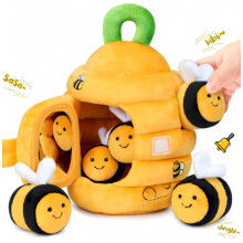 Ruche jouet avec 5 abeilles, jouet sensoriel 6 en 1, jeu éducatif et jouet de motricité fine pour enfants