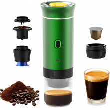 Cafetière portable 3 en 1, compatible avec les capsules et le café moulu, pour l'infusion à froid et le réchauffage (verte)