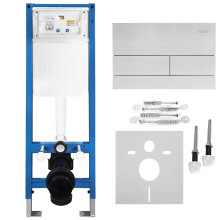 Σετ Εντοιχιζόμενου Πλαισίου Wc Slim 024n Με Κουμπί T Brush Steel