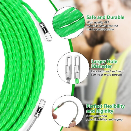3PCS Electrical Fish Tape 15m, 3mm Wire Fish Tape Wire Puller Through Wall Wire Threader,Cable Pulling Tools (50ft) 2