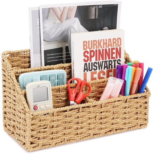 Geweven Postorganisator voor Bureau, Desktop Posthouder Sorteringsmand met Envelop Brief Bestandscompartiment 1