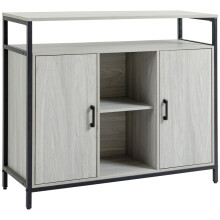 Modern Sideboard, Steel Frame Storage Cabinet with 2 Doors and Adjustable Shelves for Living Room, Hallway, Light Grey
