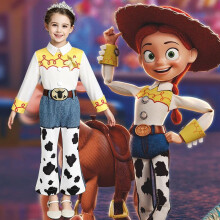 (white, 100cm) Girls Cosplay Outfit 2 Piece Set with Belt Cowgirl Dress Role Play