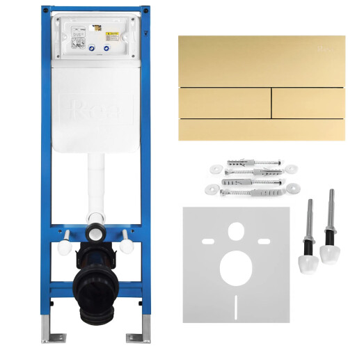 Concealed Wc Frame Set Slim 024n With T Brush Gold Button