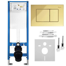 Σετ Εντοιχιζόμενου Πλαισίου Wc Slim 024n Με Κουμπί J Gold