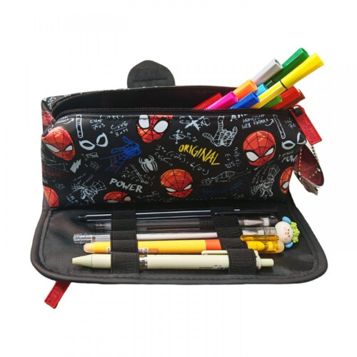 (green) Large Capacity Pencil Case Double Layer Student Stationery Bag Multi-purpose Storage Pouch 2