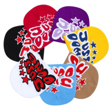 (black background red) Winter Knit Skull Cap Punk Streetwear Warm Beanies for Men Women Hip Hop Party Dome Cuff