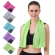 (Sky blue, 30*100cm) Cooling Towel for Summer Yoga Fitness Outdoor Sports, Ice Cold Towel