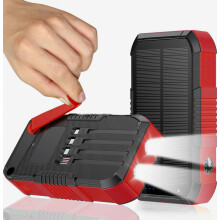 63800 mAh Solar-Powerbank mit Handkurbelladegerät, 22,5 W Schnellladefunktion, lädt 6 Geräte gleichzeitig, LED-Notlicht