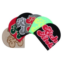 (Rich rose red + green) Winter Warm Knit Beanie Letter Jacquard Cold-Proof Skull Cap Street Style Unisex