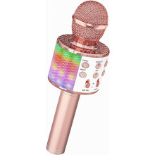 Bluetooth-Mikrofon mit Lautsprecher und dynamischen Lichtern, kabelloses Karaoke-Mikrofon, geeignet für Kindergesang und Aufnahmen.