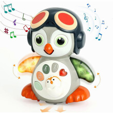 Een pinguïnspeelgoed dat loopt, wiebelt, oplicht en muziek afspeelt, educatief speelgoed voor baby's van 6 tot 12 maanden.
