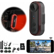 Achtercamera voor de fiets met achterlicht, 1080p, 150 graden groothoek, app-bediening, IPX6 waterdicht, 3500mAh USB-C, voor mountainbiken