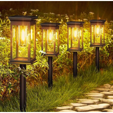 Set van 6 solar tuinlampen, warm wit wolfraamlicht, waterdicht, automatische aan/uit-functie, ideaal voor gazons, terrassen en als cadeau.