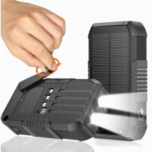 Solarbetriebene Powerbank 66800mAh mit Handkurbel, 22,5W Schnellladefunktion, Outdoor-Powerbank mit Kabeln, USB-C, LED-Taschenlampe und