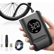 Mini luchtcompressor met LED-verlichting, 150 PSI, 4000 mAh accu, draagbare elektrische bandenpomp voor auto, motor en fiets.