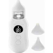Oplaadbare neusaspirator voor baby's, 9 zuigniveaus, 2 siliconen opzetstukjes, zacht maar krachtig, geschikt voor pasgeborenen en zuigelinge