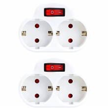 2er-Pack Steckdosenadapter mit Schalter, Doppelstecker, Mehrfachstecker, tragbarer praktischer Steckdosenadapter