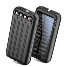 Zonne-energie powerbank, 20000mAh draagbare oplader, USB-C snelladen, LED-display, campingzaklamp voor iPhone, Android, O