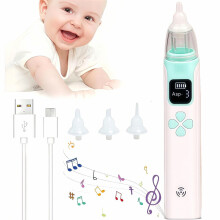 Elektrische neusaspirator voor baby's met 3 zuigniveaus, 3 siliconen opzetstukjes, 2-in-1 neusreiniger, anti-refluxfunctie en ingebouwde sla