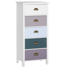 Slim Storage Cabinet Organiser, Chest of Drawers, 5-Drawer Dresser with Metal Handle for Living Room, Bedroom, Blue