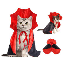 (red) Halloween Cat Dog Costume, Witch Cape, Vampire Pet Cloak, Small Dog Cat Cosplay Outfit for Party, Adjustable Size