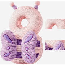 Babyhoofdbeschermingsrugzak, verstelbaar veiligheidskussen voor kruipen en lopen, zacht en lichtgewicht, lila roze