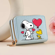 (05) Kawaii Snoopy Women's Short Wallet Cartoon Anime PU Leather Wallet Girls Zipper Key Pouch Coin Purse