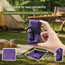 (green, 34.5*34.5CM) 2‑in‑1 Ultra‑Light Folding Seat Cushion Moisture‑Proof Portable Mat Convertible Tray for Camping Picnic Hiking
