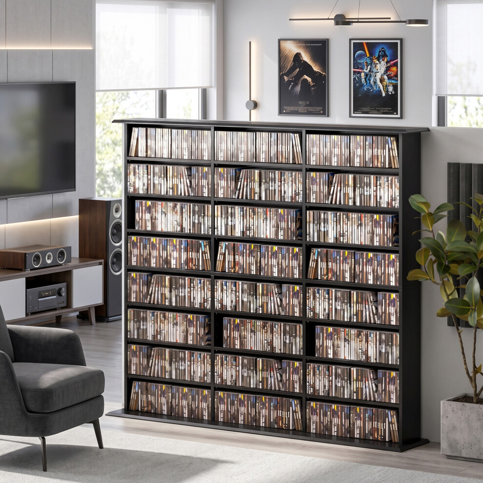 Homcom Dvd Storage Unit, Media Storage Shelf With 24 Compartments, Black