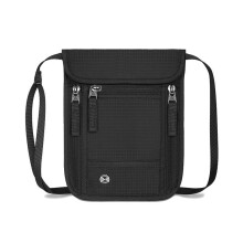 (dark grey) RFID Blocking Neck‑Hanging Passport Pouch Multifunctional Crossbody Travel Bag for Phone Cash Documents
