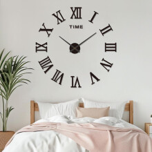(Black with second hand 40cm) Creative Roman Numeral DIY Wall Clock, No-Drill Self-Adhesive Silent Decorative Acrylic Clock for Living Room Hallway