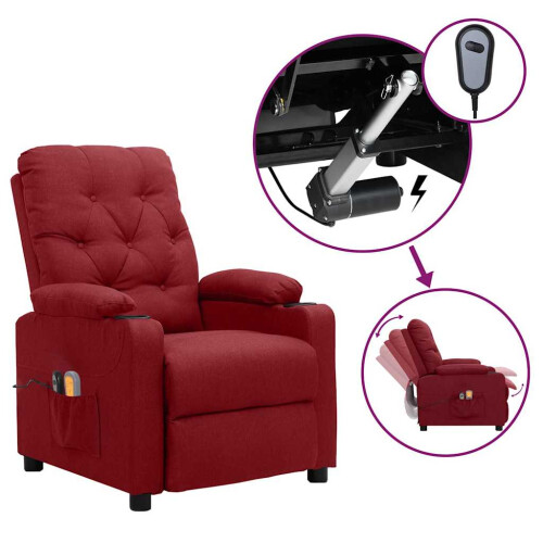 VidaXL vidaXL Massagesessel Elektrisch Weinrot Stoff