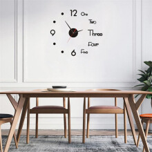 (Silver, Small size 40cm) Nordic Silent DIY Wall Clock Creative Living Room Bedroom Decorative Clock Acrylic Number Clock Wall Sticker Clock