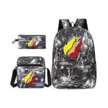 (Blue) (Lightning) Leisure Prestonplayz Student Backpack Set - Schoolbag, Shoulder Bag & Pen Case