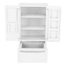 Birch Mini 12 Double Door Refrigerator White with Silver Accents Double Deck