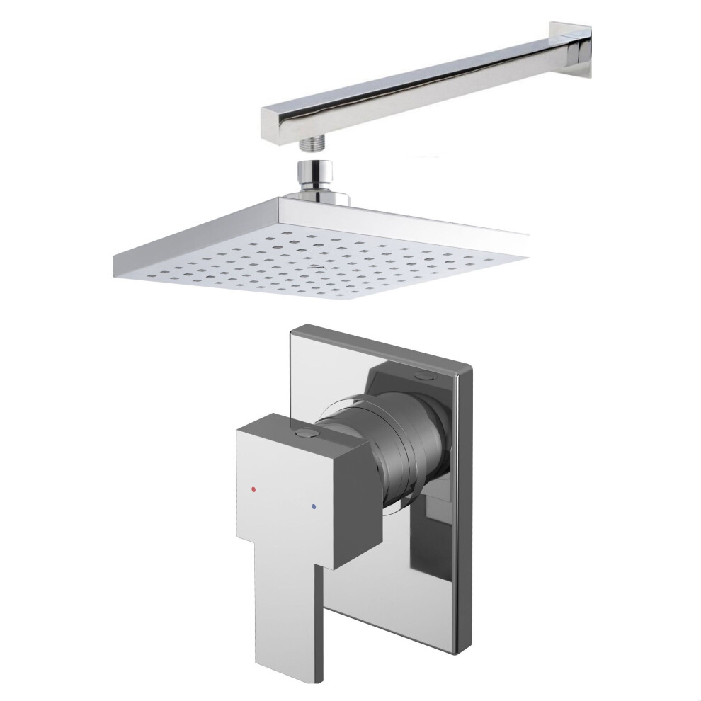 Balterley Ripple Concealed Square Manual Valve, Arm & Head Shower Bundle Set - Chrome