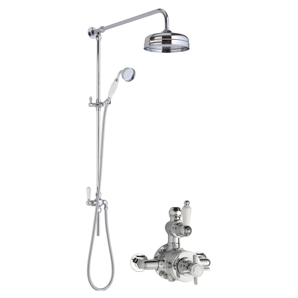 Balterley Kingsey Traditional Twin Exposed Valve & Rigid Riser Shower Set - Chrome/White