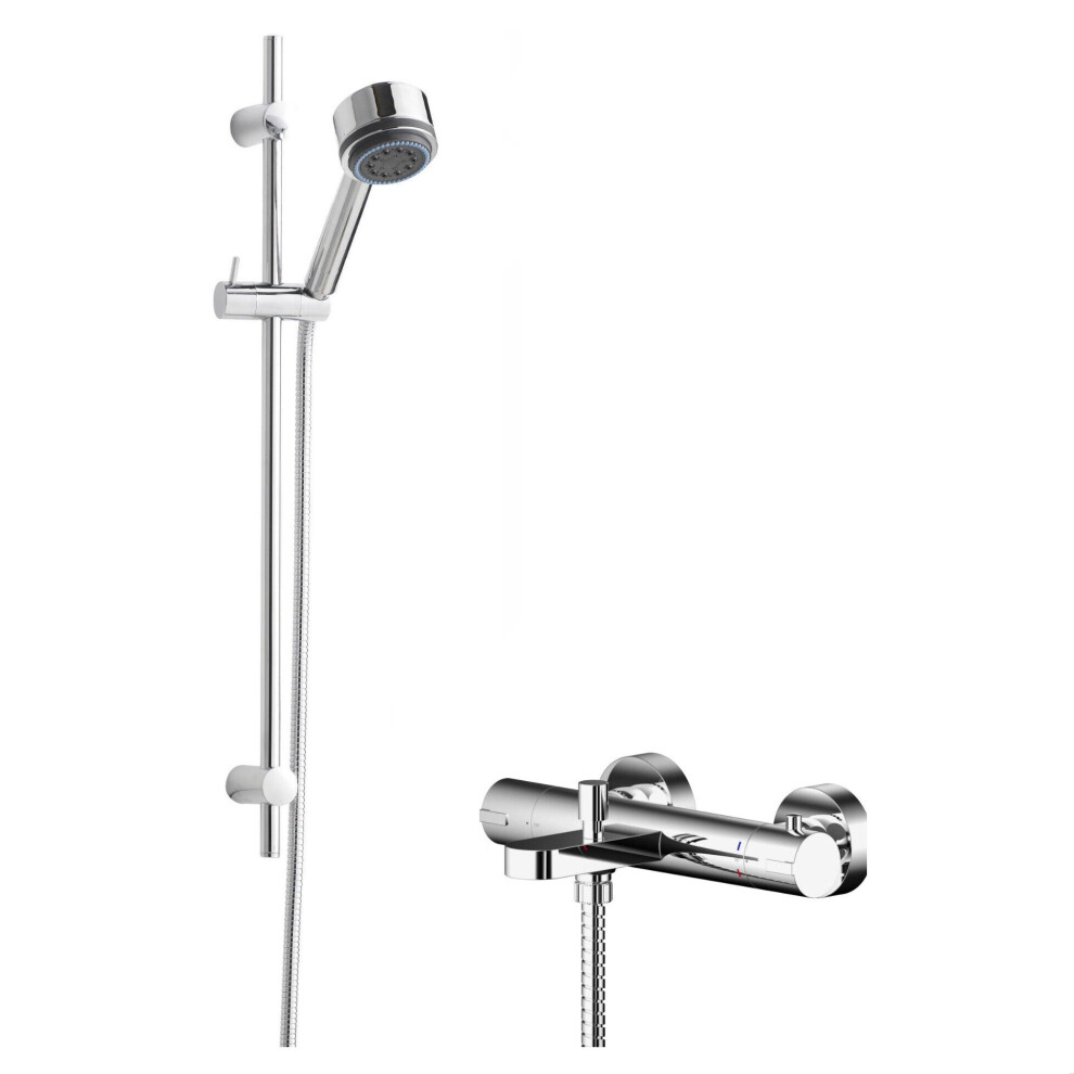 Current Wall Mount Thermostatic Bath Shower Mixer Tap With Linear Slide Rail Kit - Chrome - Balterley 5056462693545
