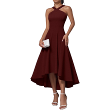 Damen Midi Cocktailkleid Ausgestelltes Elegantes Stilvolles Bordeauxrot XL — cocktailkleid bordeauxrot