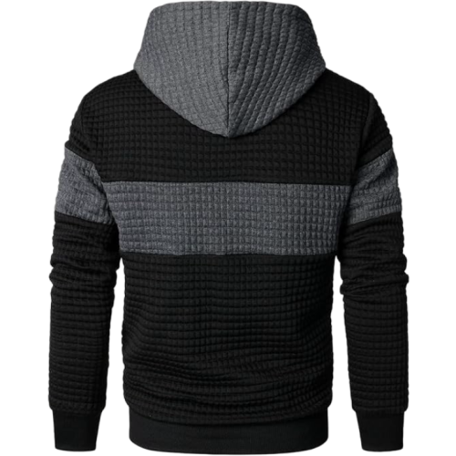 Herren Kapuzenpullover Waffel-Optik Regular Fit Sportlich Casual Schwarz M 1