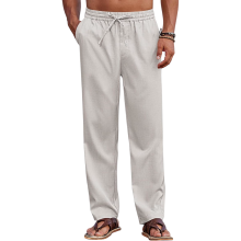 Herren Strandhose Casual Leicht Figurbetont Elegant Grau XXL — sommerhose herren, leinenoptik hose