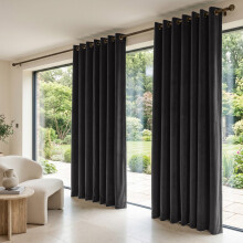 (90 x 90 (229cm x 229cm), Black) Moonlight Crushed Velvet Curtains for Bedroom & Living Room Eyelet Ringtop Ready Made Drapes