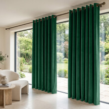 (90 x 90 (229cm x 229cm), Emerald Green) Moonlight Crushed Velvet Curtains for Bedroom & Living Room Eyelet Ringtop Ready Made Drapes