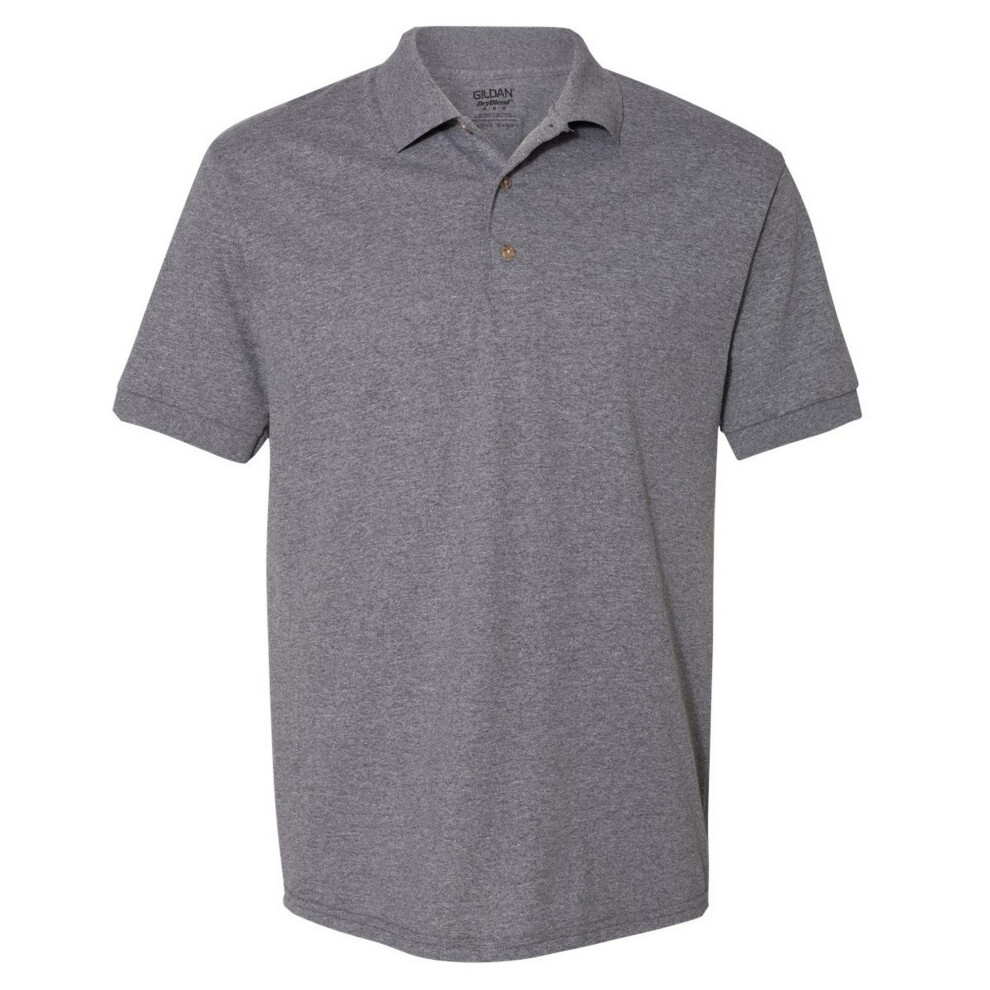 Gildan (L, Graphite Heather) Adult Dryblend Jersey Short Sleeve Polo Shirt