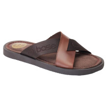 (6 UK, Burnt Brown) Base London Mens Webb Leather Sliders