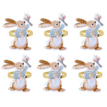 6 PièCes Ronds de Serviette de Pâques, Pâques ConçUs avec un Lapin, Porte-Serviettes de Vacances pour Manger la FêTe de Pâques de la Table C
