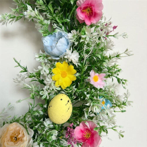 Guirlanda de PáScoa de 13,8 Polegadas com Flores, Barbante, Pendurada em Casa, Interior e Exterior, DecoraçõEs de Parede da Porta da Frente 1