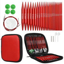 Ensembles D'Aiguilles à Tricoter Circulaires en Aluminium 26 PièCes Aiguilles à Crochet Interchangeables avec éTui à ChrysanthèMe Accessoire de